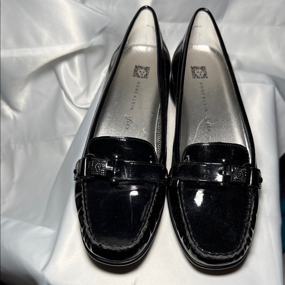 Anne Klein Shiny Black Loafers